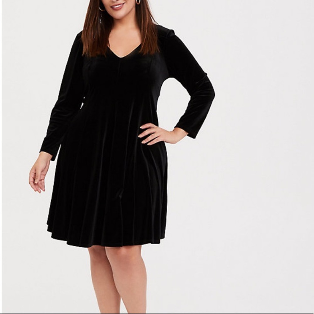 Black Velvet Fluted Dress